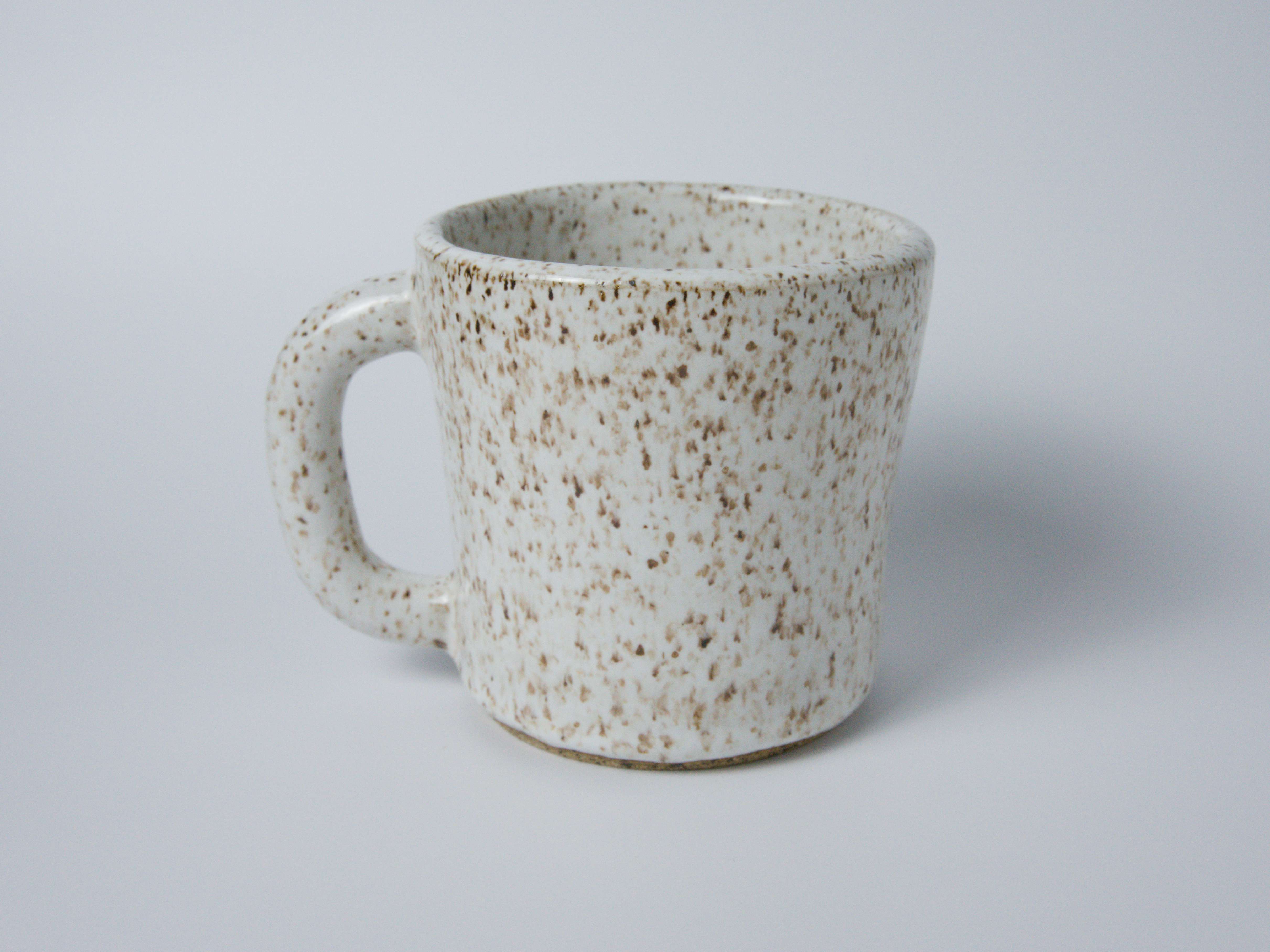 speckled white mug